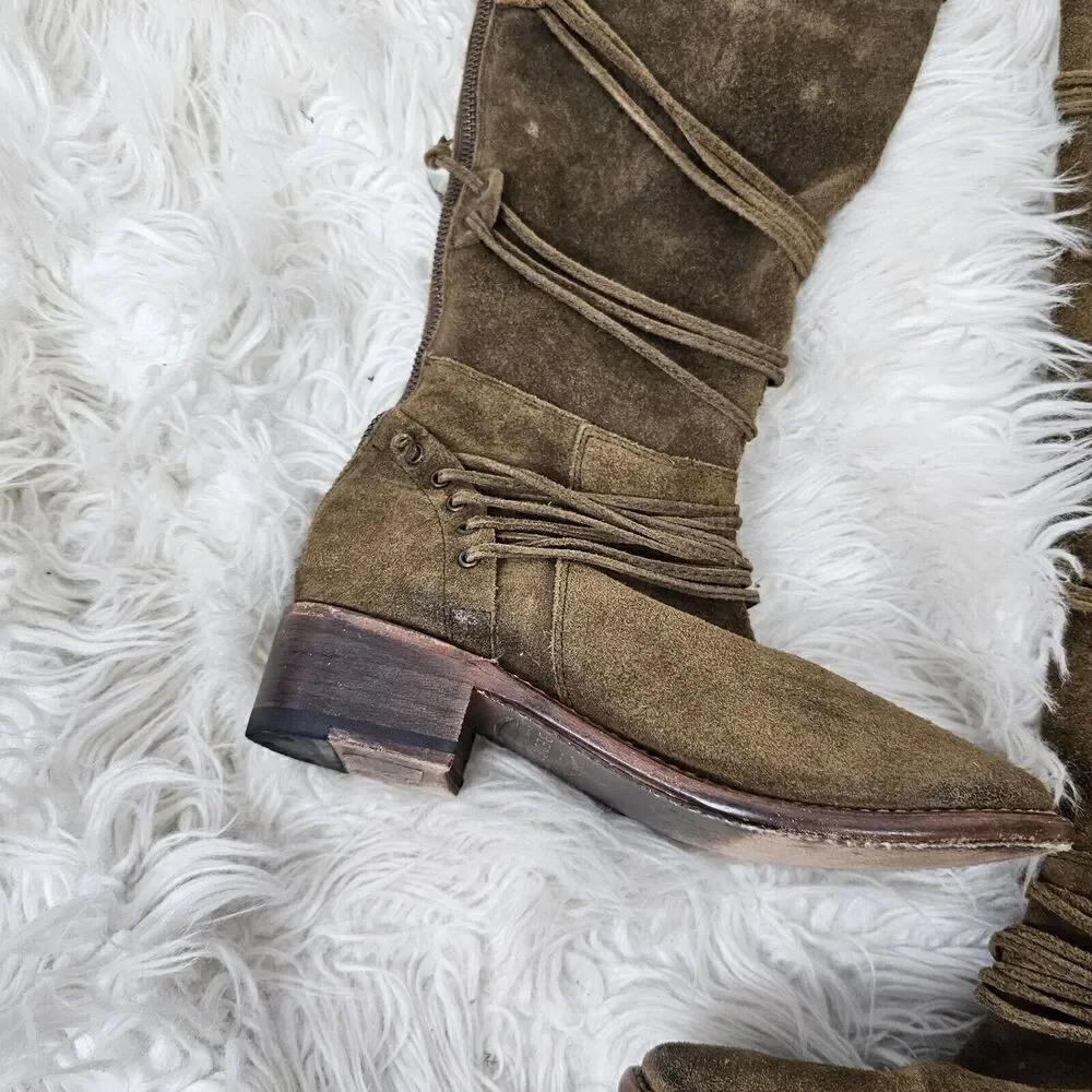 Bed Stu Women’s Redmond Tall Sailor Suede Boots Size 7.5 Brown